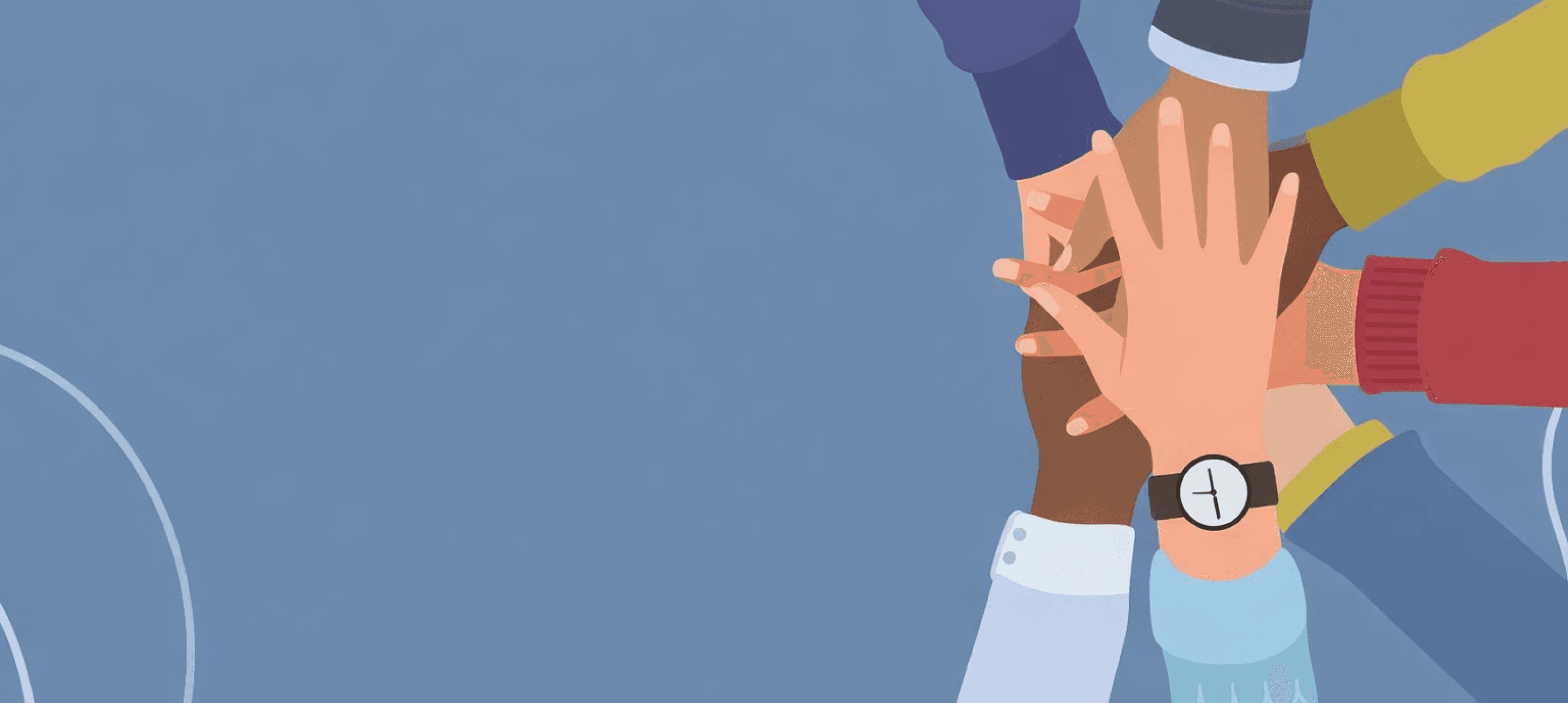 Diverse hands stacked together